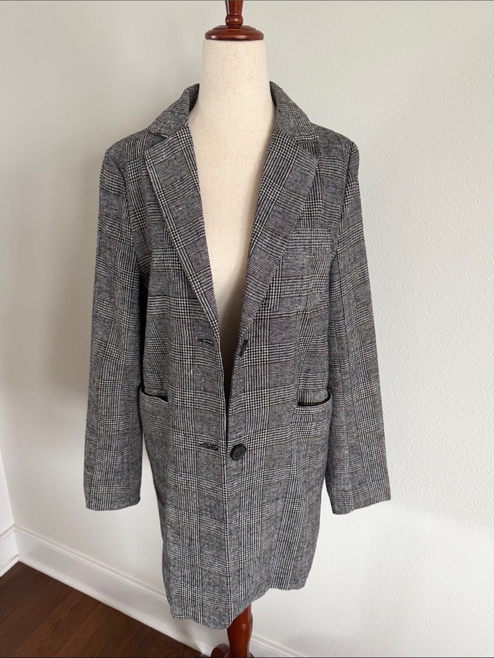 Ellison Grey Plaid Oversized Blazer